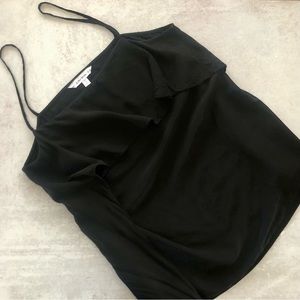 🌼 & Other Stories Black Square Neck Flounce Cupro Cami Top
